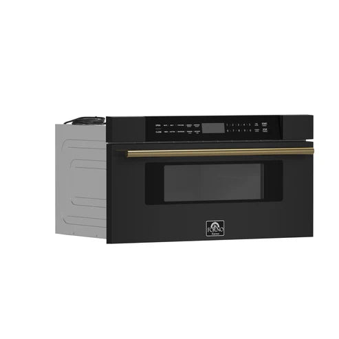 FORNO Espresso Capoliveri 30" 1.2 cu. ft. Built-In Microwave Drawer in Black with Silver Handles, FMWDR3000-30BLK