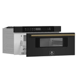 FORNO Espresso Capoliveri 30" 1.2 cu. ft. Built-In Microwave Drawer in Black with Silver Handles, FMWDR3000-30BLK