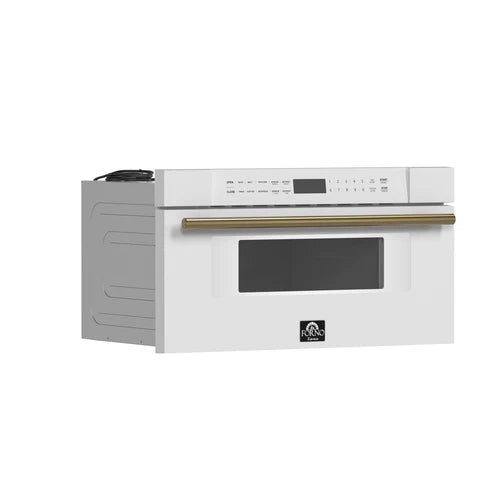 FORNO Espresso Capoliveri 30" 1.2 cu. ft. Built-In Microwave Drawer in White with Silver Handles, FMWDR3000-30WHT