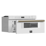 FORNO Espresso Capoliveri 30" 1.2 cu. ft. Built-In Microwave Drawer in White with Silver Handles, FMWDR3000-30WHT