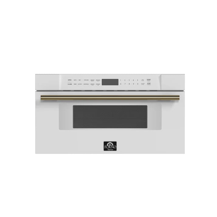 FORNO Espresso Capoliveri 30" 1.2 cu. ft. Built-In Microwave Drawer in White with Silver Handles, FMWDR3000-30WHT