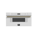 FORNO Espresso Capoliveri 30" 1.2 cu. ft. Built-In Microwave Drawer in White with Antique Brass Handles, FMWDR3000-30WHT