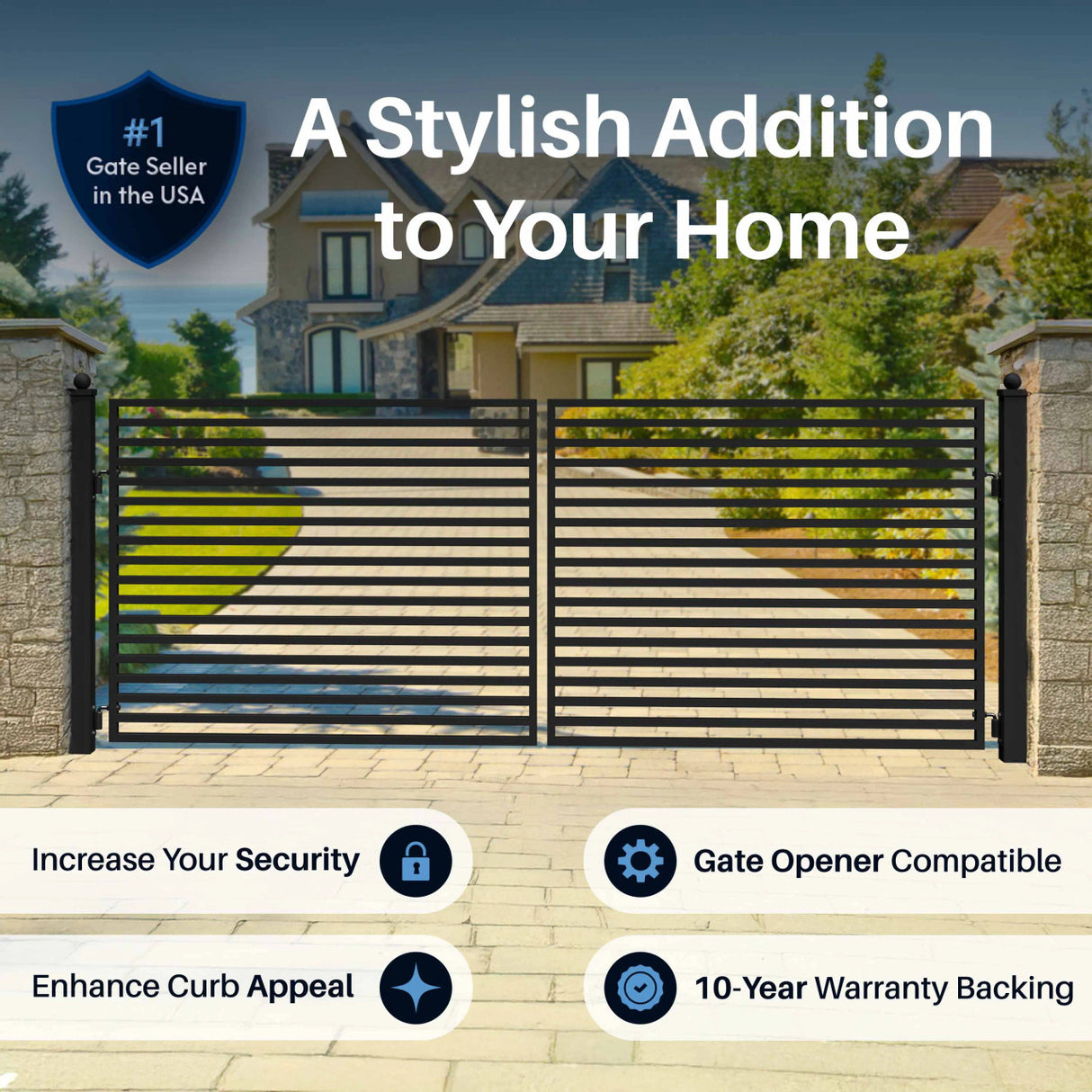 Aleko Steel Dual Swing Driveway Gate - MILAN Style - 18 x 6 Feet