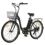 Ecotric 26inch Black Peacedove Electric City Bike With Basket And Rear Rack