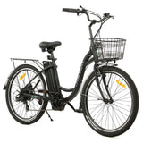 Ecotric 26inch Black Peacedove Electric City Bike With Basket And Rear Rack