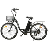 Ecotric 26inch Black Peacedove Electric City Bike With Basket And Rear Rack