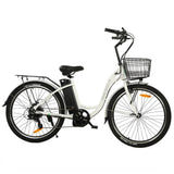 Ecotric 26inch White Peacedove Electric City Bike With Basket And Rear Rack