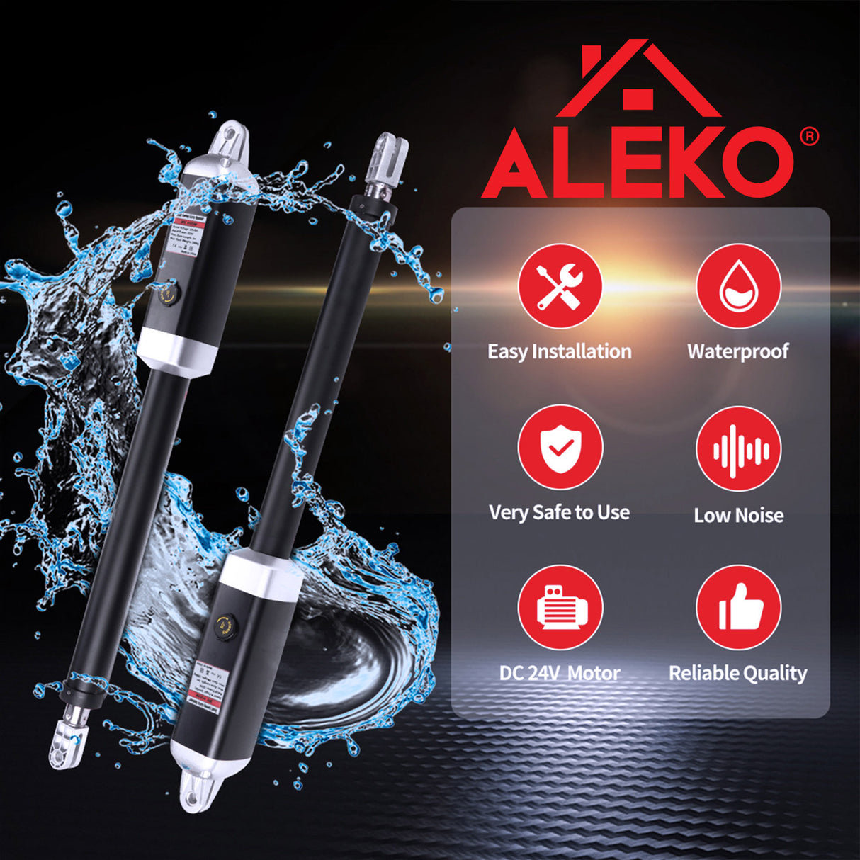 Aleko Dual Swing Gate Operator - GG1300/AS1300 AC/DC - Solar Kit 50W