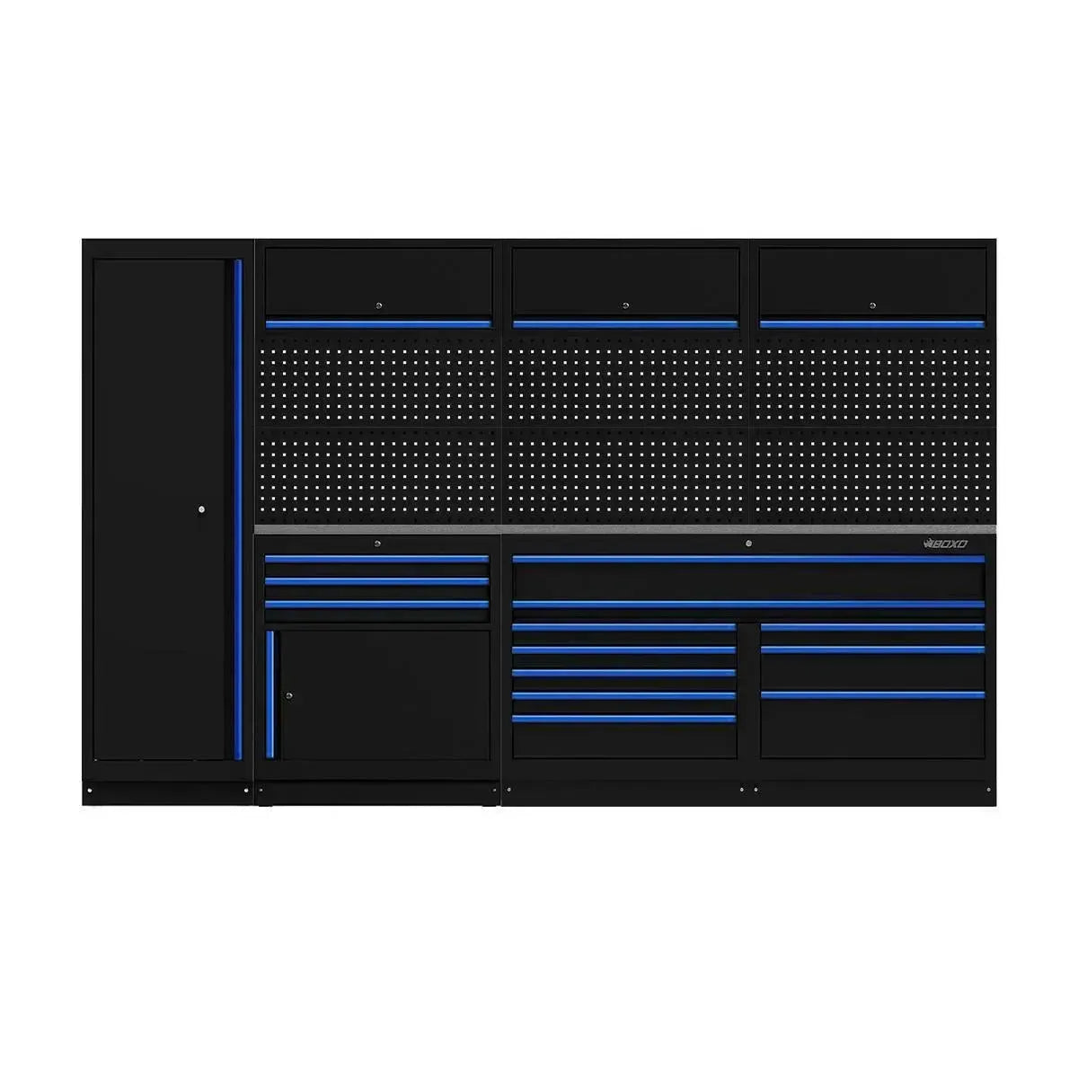 Boxo OSM Pro Series | 126" 11-Piece Professional Organized Storage Modules Build Out | 13-Drawers, 6-Cabinets