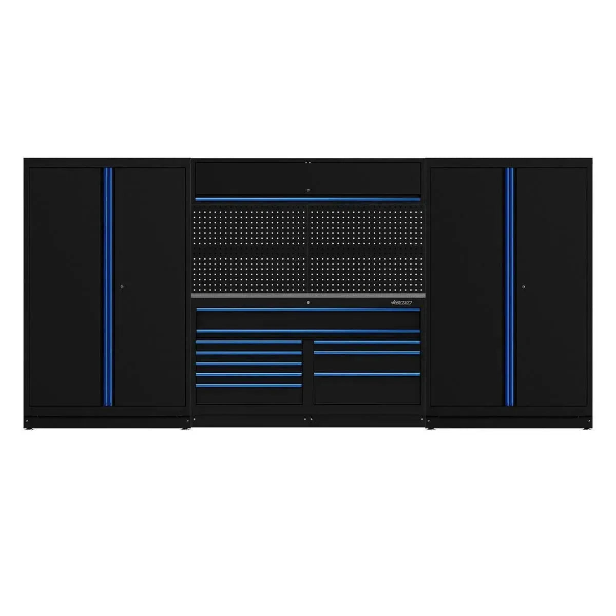 Boxo OSM Pro Series | 156" 7-Piece Professional Organized Storage Modules Build Out | 10-Drawers, 4-Cabinets