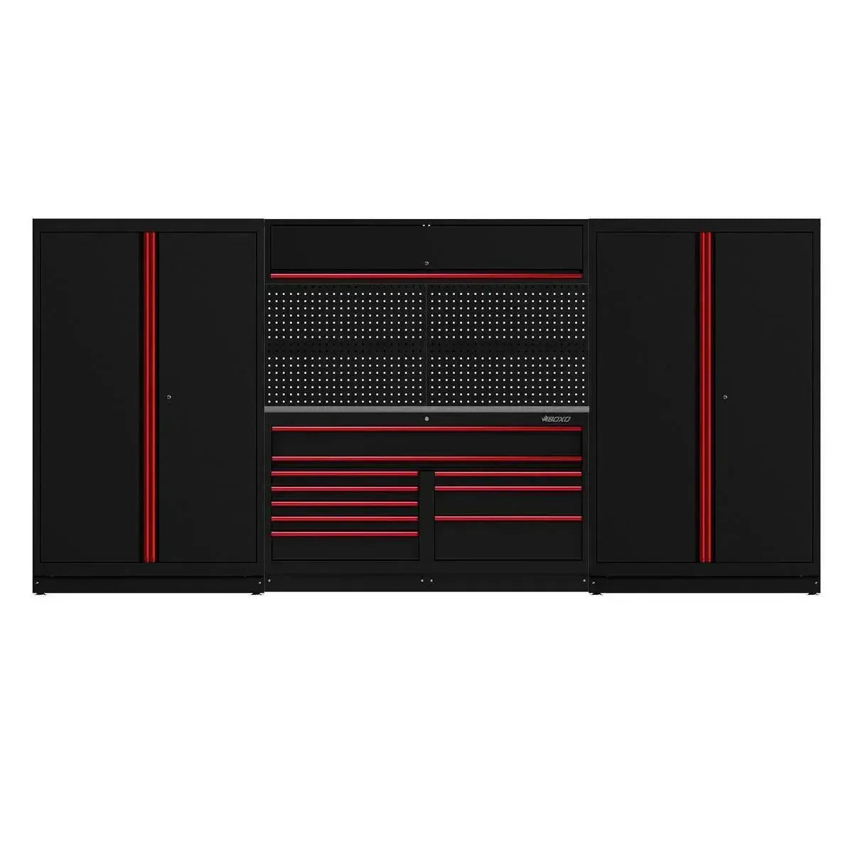 Boxo OSM Pro Series | 156" 7-Piece Professional Organized Storage Modules Build Out | 10-Drawers, 4-Cabinets