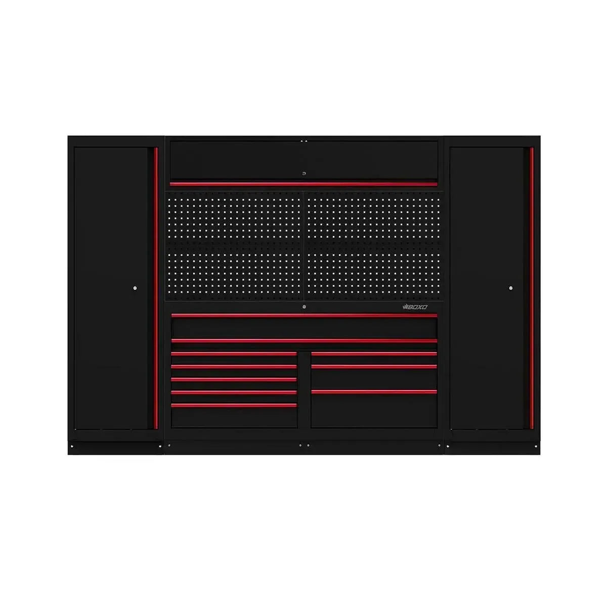 Boxo OSM Pro Series | 116" 9-Piece Professional Organized Storage Modules Build Out | 10-Drawers, 4-Cabinets