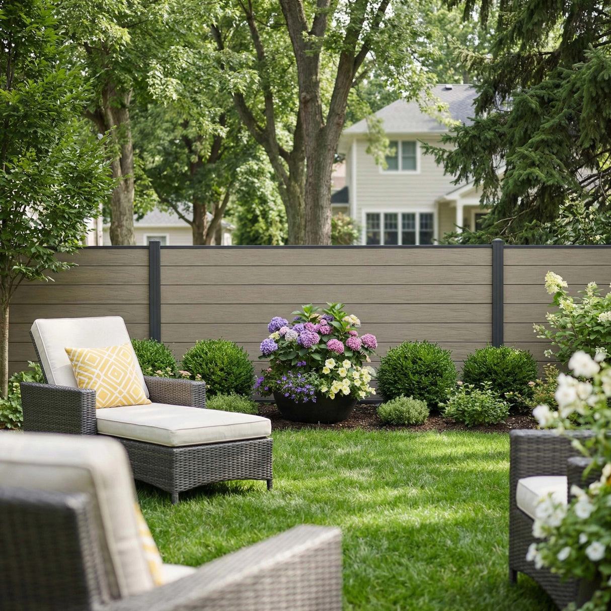 Aleko 8’ x 4’ Composite Privacy Fence - Gray - Charlotte Series