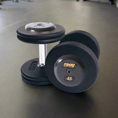 TROY PFD-R Pro-Style Black Dumbbell Straight Handle & Rubber Endcaps