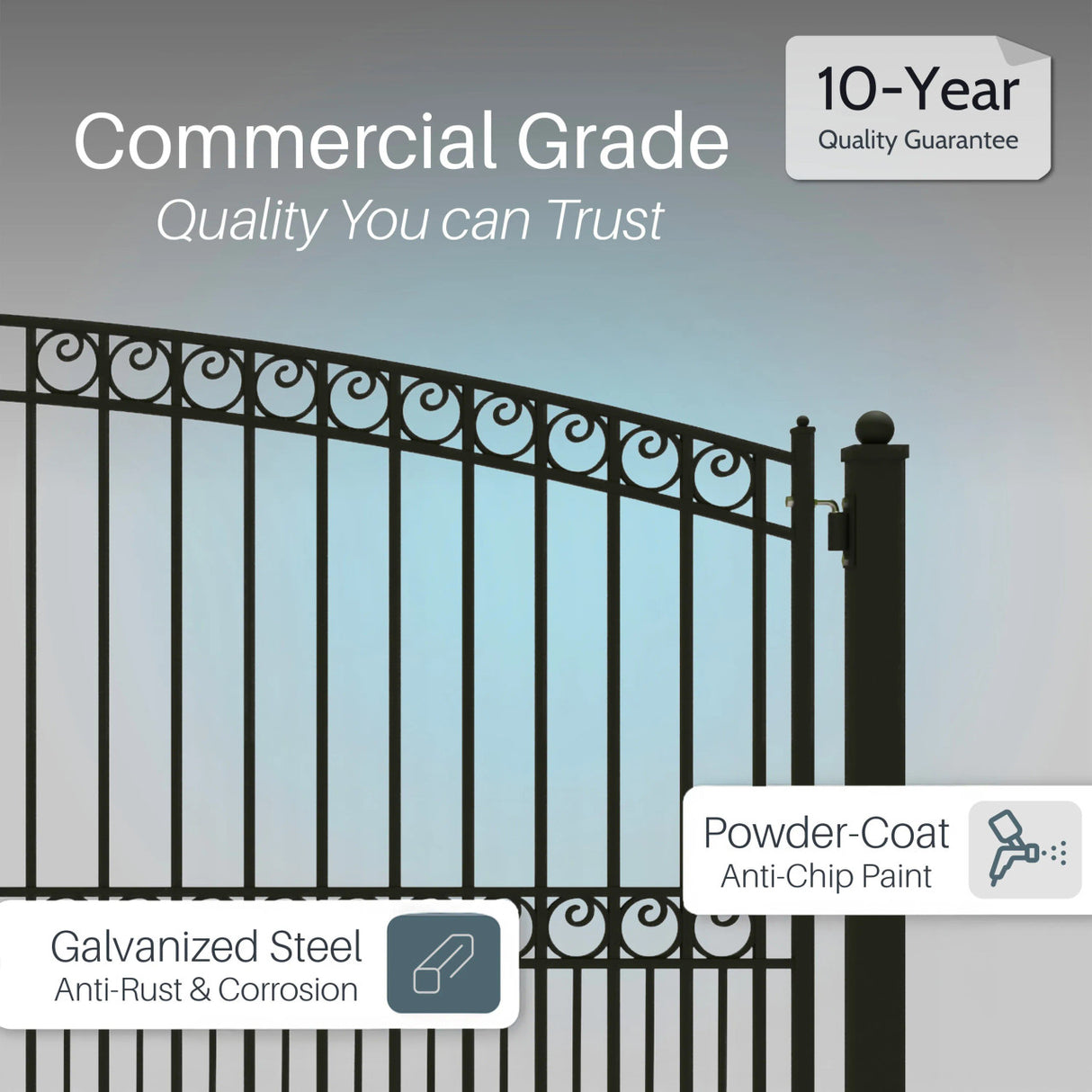 Aleko Steel Dual Swing Driveway Gate - PARIS Style - 16 x 6 Feet