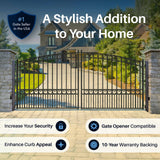 Aleko Steel Dual Swing Driveway Gate - PARIS Style - 14 x 6 Feet