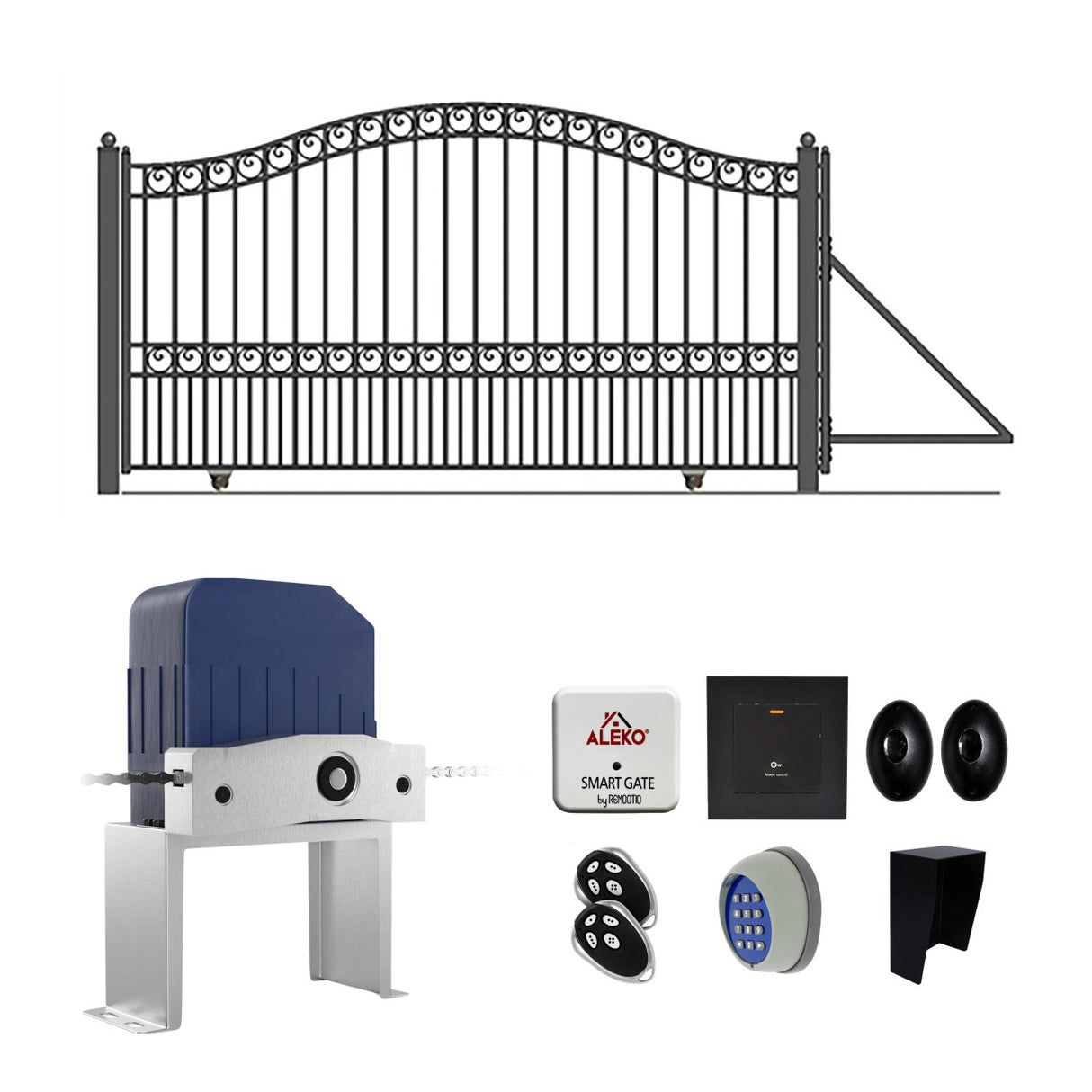 Aleko Automated Steel Sliding Driveway Gate and Gate Opener Complete Kit – PARIS Style – 12 x 6 Feet