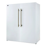 FORNO Maderno 60" 27.2 cu.ft. Convertible Refrigerator and Freezer with Grill Trim Kit in White with Antique Brass Handles, FFFFD1722-60SG-WHT