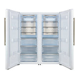 FORNO Maderno 60" 27.2 cu.ft. Convertible Refrigerator and Freezer with Grill Trim Kit in White with Antique Brass Handles, FFFFD1722-60SG-WHT