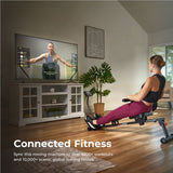 Sunny Health & Fitness Smart Compact Hydraulic Rowing Machine with 12 Levels Hydraulic Resistance