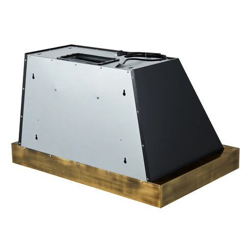 FORNO Vittorio 36" 600 CFM Wall Mount Range Hood in Black and Antique Brass Trim with Remote Control, FRHWM5078-36BLK