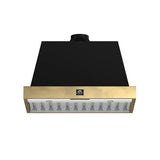 FORNO Vittorio 36" 600 CFM Wall Mount Range Hood in Black and Antique Brass Trim with Remote Control, FRHWM5078-36BLK