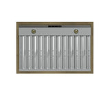 FORNO Vittorio 36" 600 CFM Wall Mount Range Hood in White and Antique Brass Trim with Remote Control, FRHWM5078-36WHT