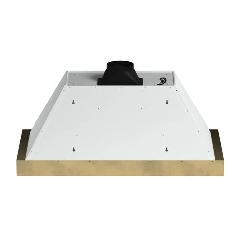 FORNO Vittorio 48" 600 CFM Wall Mount Range Hood in White and Antique Brass Trim with Remote Control, FRHWM5078-48WHT