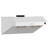 FORNO Espresso Bari 30" 400 CFM Under Cabinet Range Hood in White with Silver Handles, FRHUC5255-30WHT