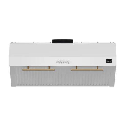 FORNO Espresso Bari 30" 400 CFM Under Cabinet Range Hood in White with Silver Handles, FRHUC5255-30WHT