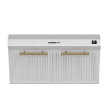 FORNO Espresso Bari 30" 400 CFM Under Cabinet Range Hood in White with Silver Handles, FRHUC5255-30WHT
