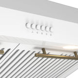 FORNO Espresso Bari 30" 400 CFM Under Cabinet Range Hood in White with Silver Handles, FRHUC5255-30WHT
