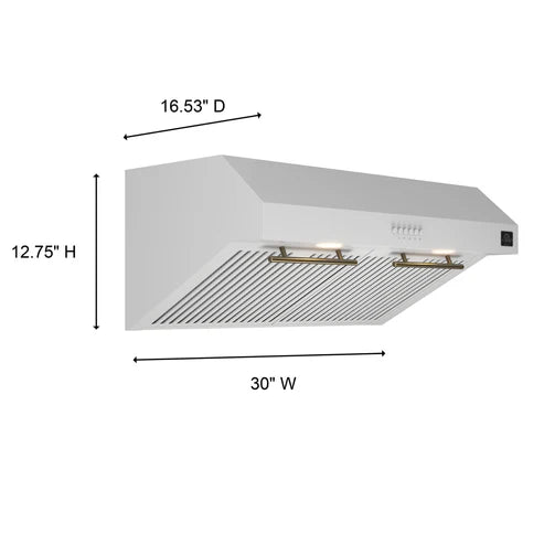 FORNO Espresso Bari 30" 400 CFM Under Cabinet Range Hood in White with Silver Handles, FRHUC5255-30WHT
