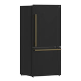 FORNO Espresso Milano 31" 17.2 cu. ft. Right Swing Refrigerator and Bottom Freezer in Black with Silver Handles, FFFFD1785-31BLK