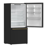 FORNO Espresso Milano 31" 17.2 cu. ft. Right Swing Refrigerator and Bottom Freezer in Black with Antique Brass Handles, FFFFD1785-31BLK