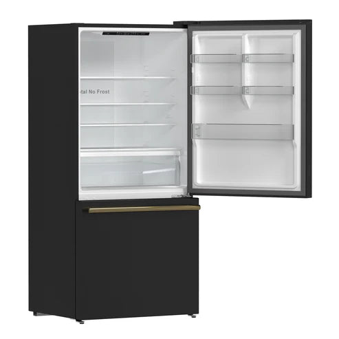 FORNO Espresso Milano 31" 17.2 cu. ft. Right Swing Refrigerator and Bottom Freezer in Black with Silver Handles, FFFFD1785-31BLK