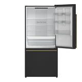 FORNO Espresso Milano 31" 17.2 cu. ft. Right Swing Refrigerator and Bottom Freezer in Black with Antique Brass Handles, FFFFD1785-31BLK