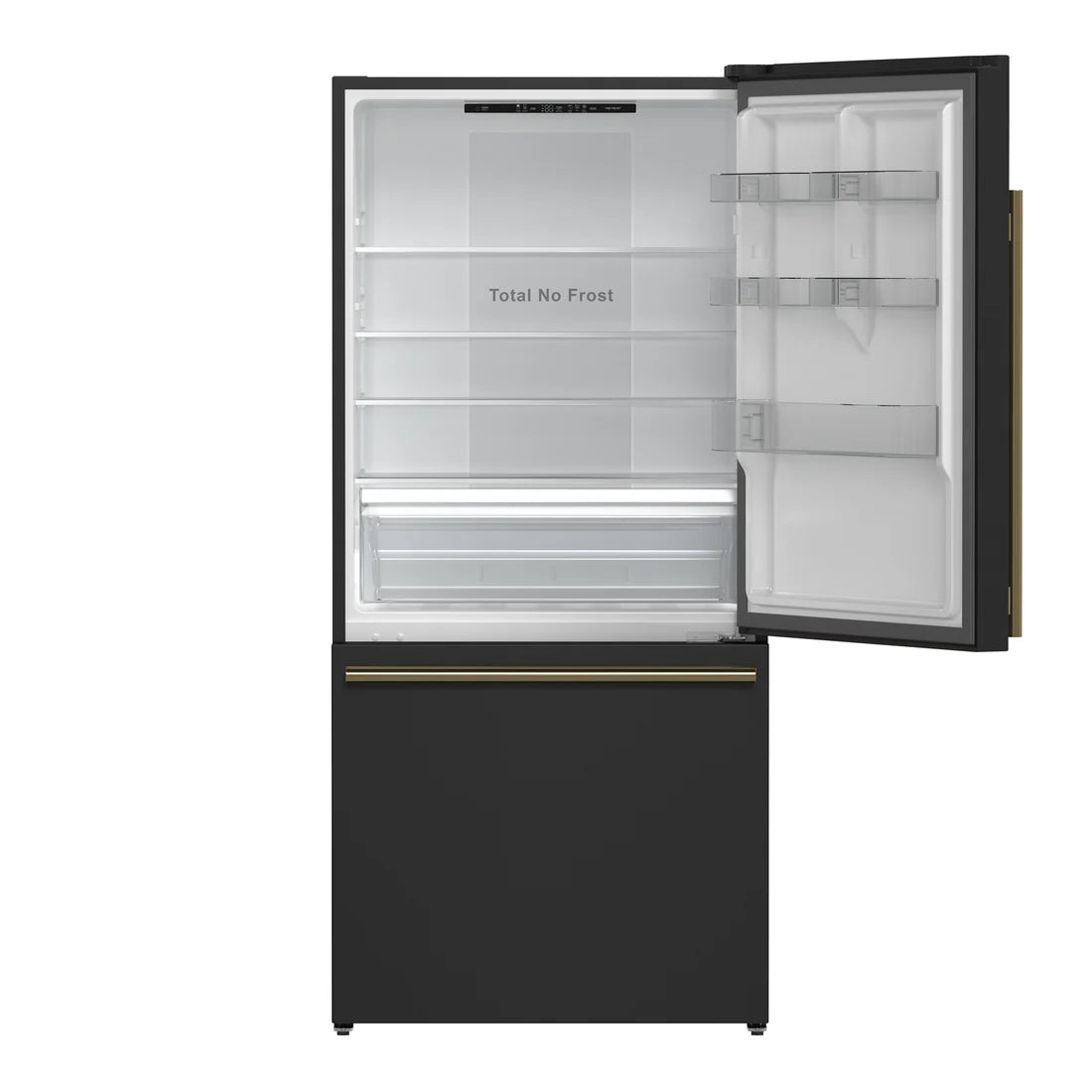 FORNO Espresso Milano 31" 17.2 cu. ft. Right Swing Refrigerator and Bottom Freezer in Black with Silver Handles, FFFFD1785-31BLK