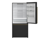 FORNO Espresso Milano 31" 17.2 cu. ft. Right Swing Refrigerator and Bottom Freezer in Black with Silver Handles, FFFFD1785-31BLK