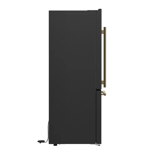FORNO Espresso Milano 31" 17.2 cu. ft. Right Swing Refrigerator and Bottom Freezer in Black with Antique Brass Handles, FFFFD1785-31BLK