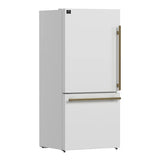 FORNO Espresso Milano 31" 17.2 cu. ft. Left Swing Refrigerator and Bottom Freezer with Ice Maker in White and Silver Handles, FFFFD1786-31WHT