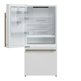 FORNO Espresso Milano 31" 17.2 cu. ft. Left Swing Refrigerator and Bottom Freezer with Ice Maker in White and Silver Handles, FFFFD1786-31WHT