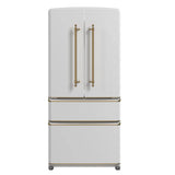 FORNO Espresso Luigi 33" 18 cu. ft. French Door Refrigerator in White with Antique Brass Handles, FFFFD1791-33WHT