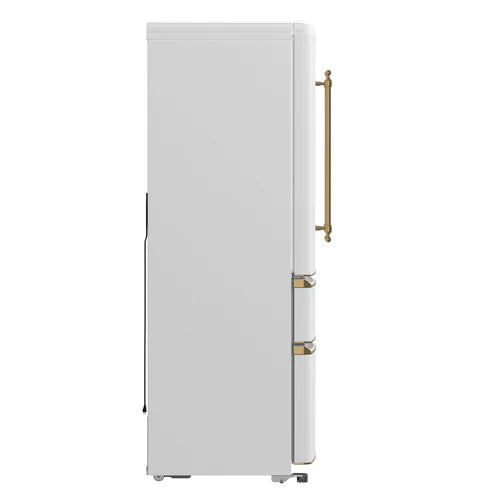 FORNO Espresso Luigi 33" 18 cu. ft. French Door Refrigerator in White with Antique Brass Handles, FFFFD1791-33WHT