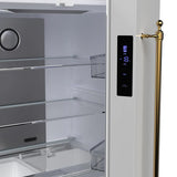FORNO Espresso Luigi 33" 18 cu. ft. French Door Refrigerator in White with Antique Brass Handles, FFFFD1791-33WHT