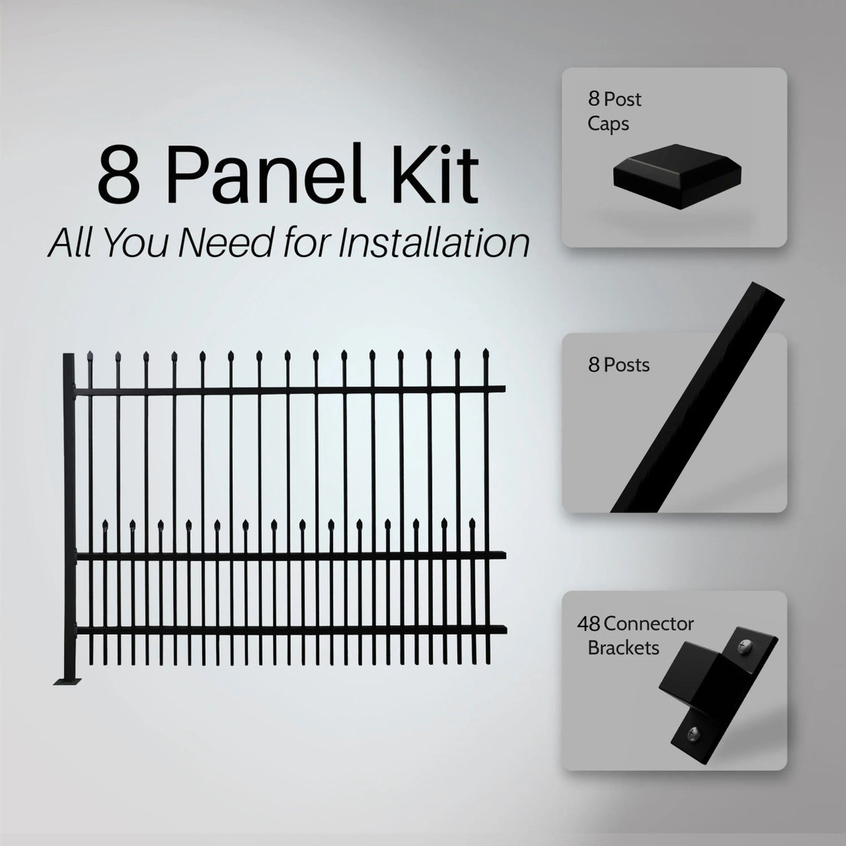 Aleko Commercial Grade 8-Panel Galvanized Steel Fence Kit - Riga – 8x6 ft. (each)