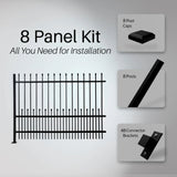 Aleko Commercial Grade 8-Panel Galvanized Steel Fence Kit - Riga – 8x6 ft. (each)