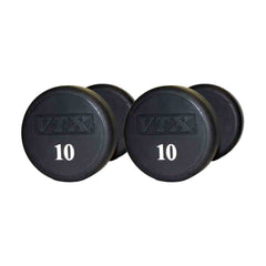 VTX 5 lbs to 100 lbs Round Head Urethane Dumbbell Set 20 Pair With 3-Tier Horizontal Rack