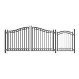Aleko Steel Dual Swing Driveway Gate - DUBLIN Style - 12 ft with Pedestrian Gate - 5 ft