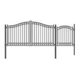 Aleko Steel Dual Swing Driveway Gate - DUBLIN Style - 12 ft with Pedestrian Gate - 5 ft